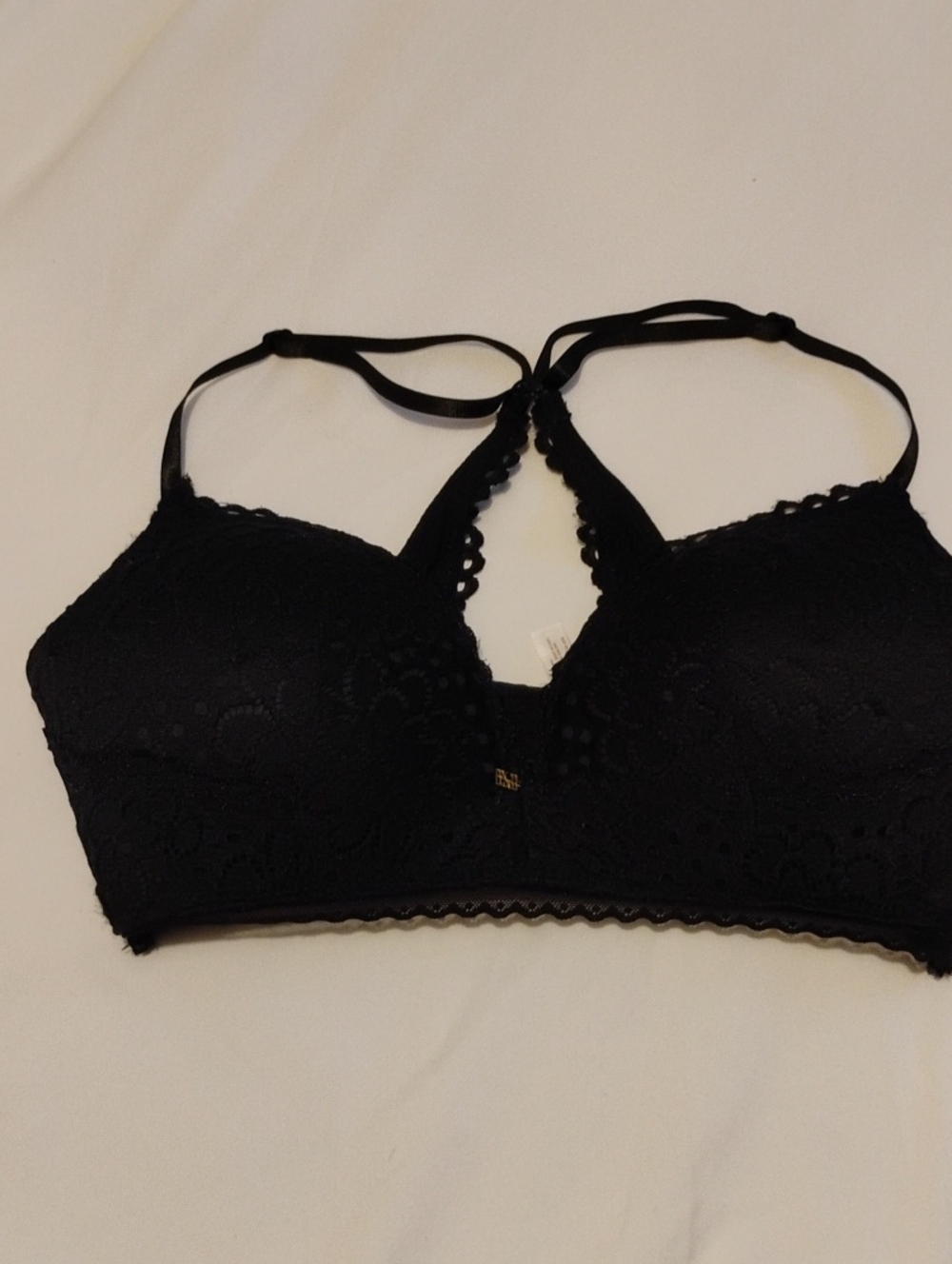 BCBGMaxAzria Black Lace Bralette with Decorative Racerback